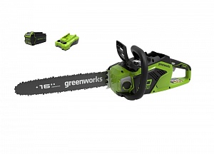 Цепная пила аккумуляторная GreenWorks GD40CS18, 40V, 40 см, бесщеточная, с АКБ 4АЧ и ЗУ — изображение 2