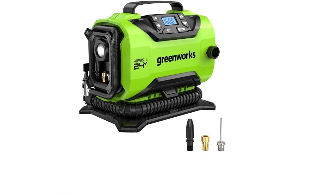 Компрессор автомобильный аккумуляторный Greenworks Арт. 3400807, 24 V / 12V (от прикуривателя автомобиля), без АКБ и ЗУ. — изображение 3