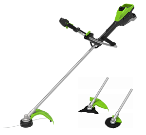 Триммер аккумуляторный Greenworks TB201H, Арт. 2112407, 82V, 2,0 кВт, 46 см, c трехлопастным ножом и кусторезом, бесщеточный, без АКБ и ЗУ — изображение 2