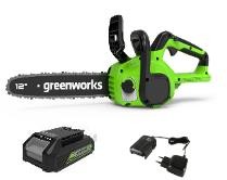 Цепная пила аккумуляторная GreenWorks GD24CS30, 24V, 30см, бесщеточная, c АКБ 2 АЧ и ЗУ — изображение 2