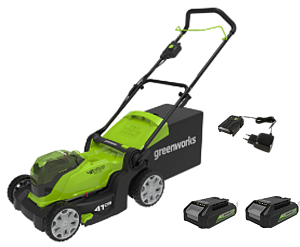 Газонокосилка аккумуляторная Greenworks Арт.2512607UD, 2*24V, 41 см, с 2хАКБ 4Ач и ЗУ — изображение 2